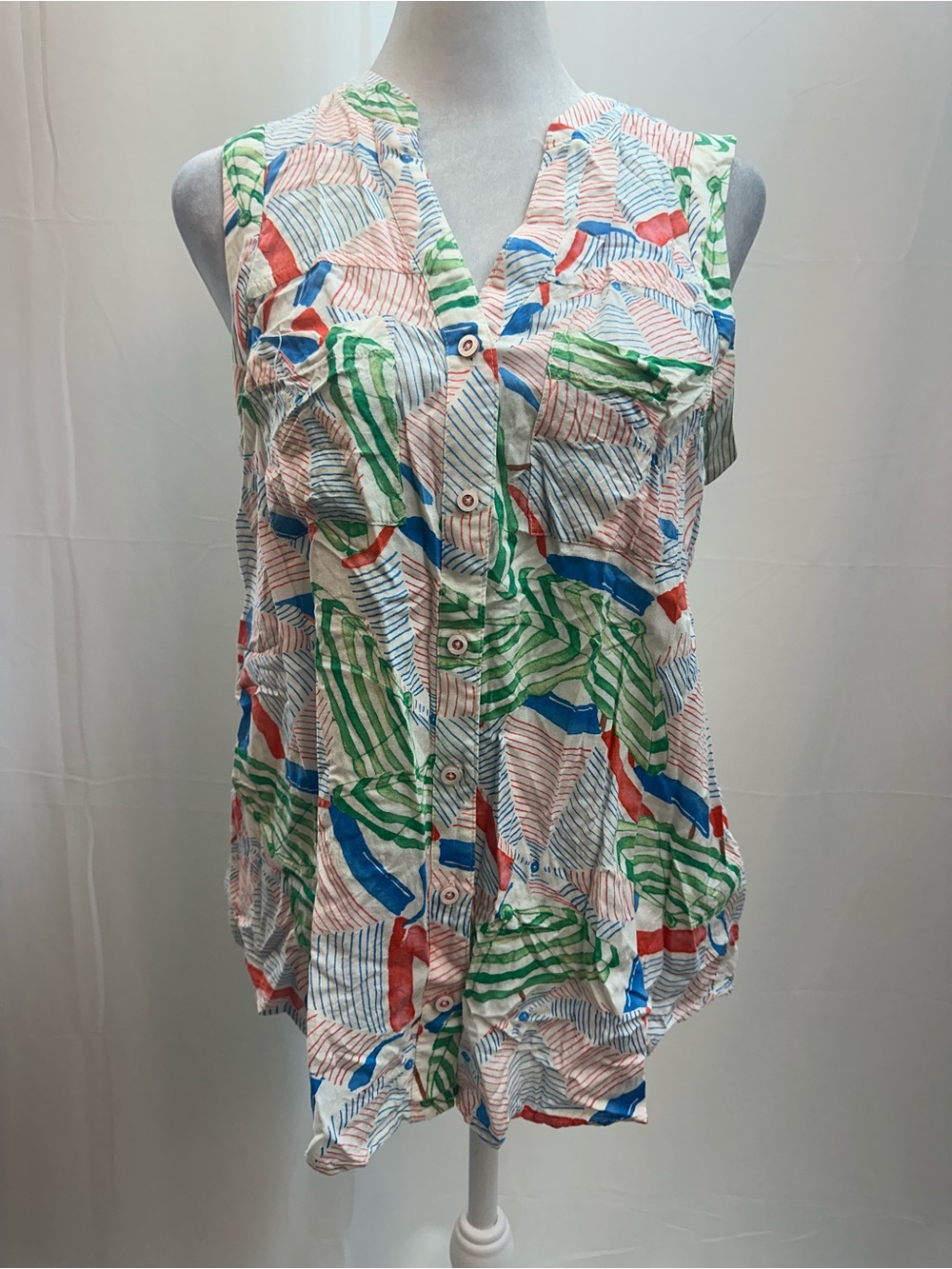 Maeve by Anthropologie Multicolor Sleeveless Button-Front Blouse 6